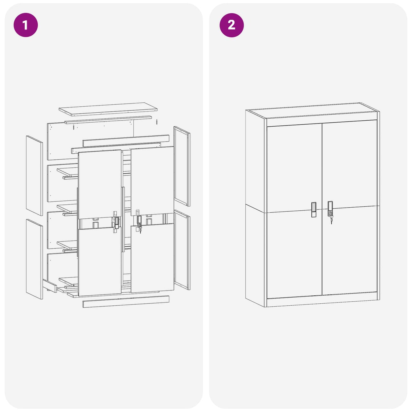 vidaXL Ντουλάπι αποθήκευσης 2 pcs Χαμομηλί κίτρινο 90 x 40 x 140 cm