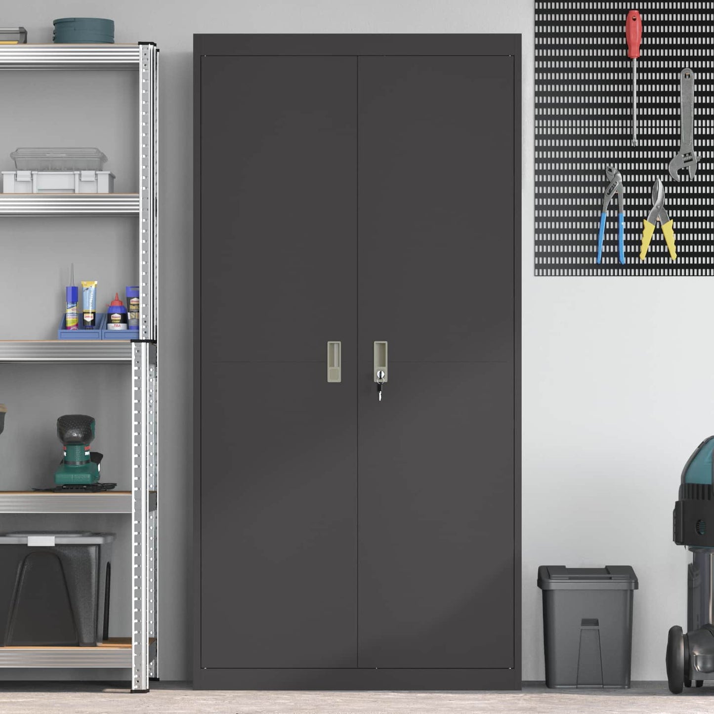 vidaXL Ντουλάπι αποθήκευσης με αποθήκευση 2 pcs Μαύρο 90 x 40 x 180 cm