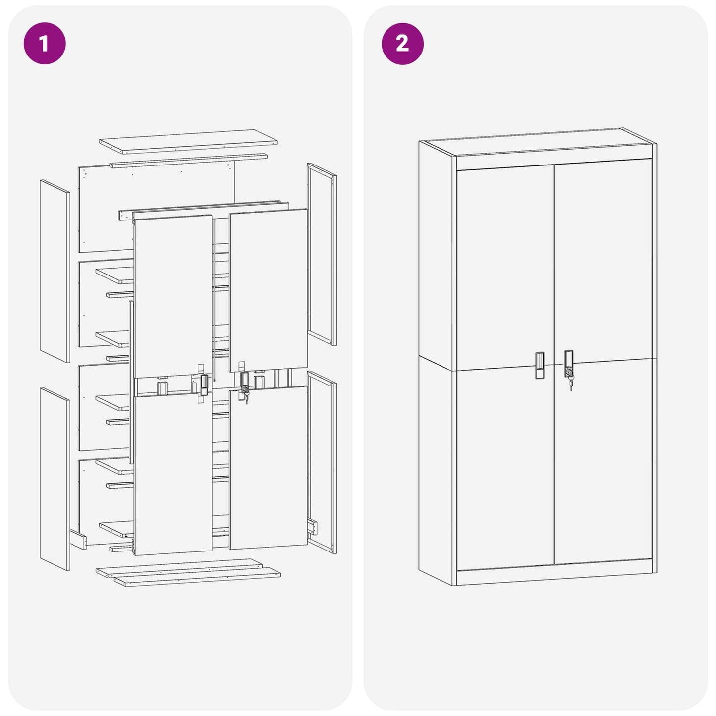 vidaXL Ντουλάπι αποθήκευσης με αποθήκευση 2 pcs Ροζ 90 x 40 x 180 cm