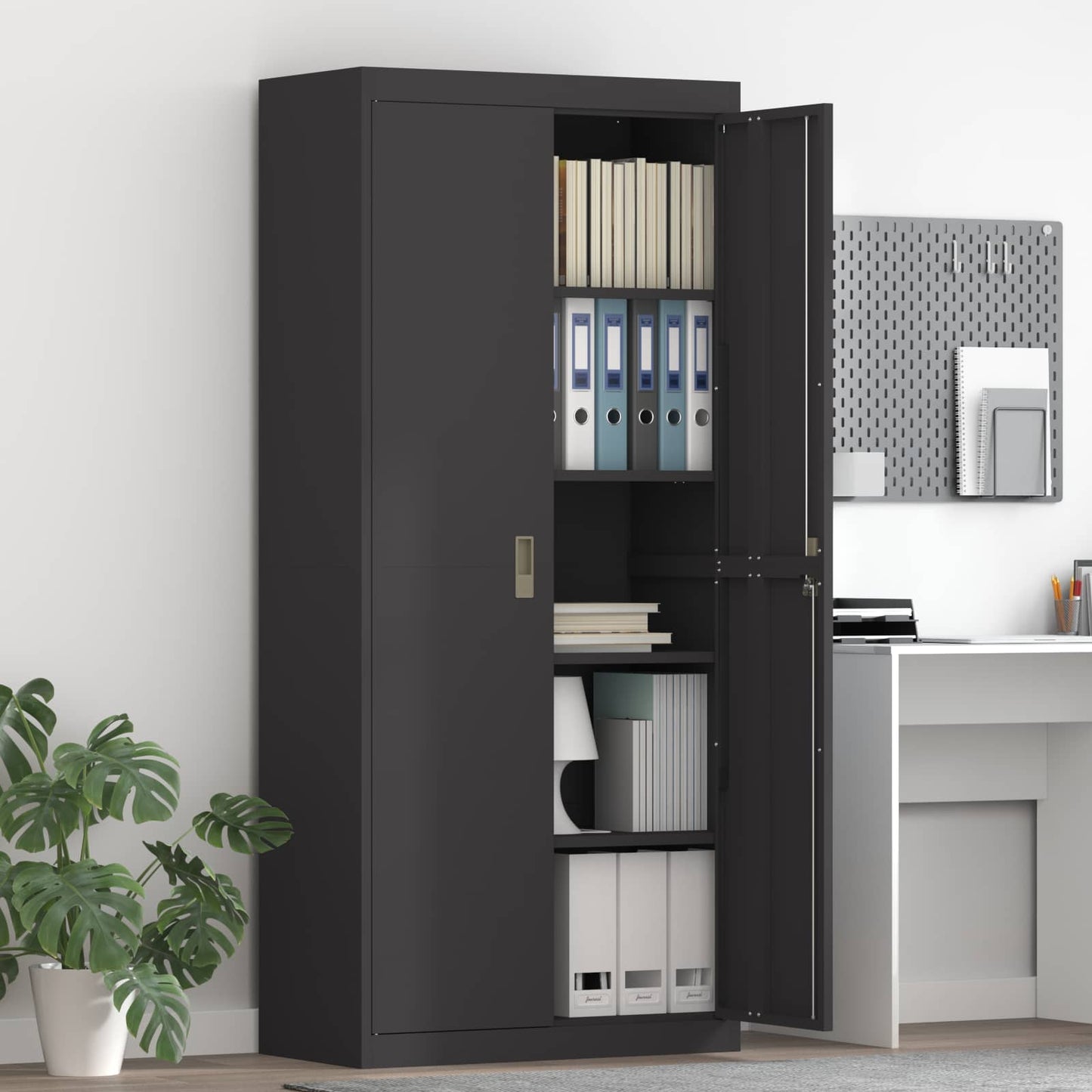 vidaXL Ντουλάπι αποθήκευσης Μαύρο 80 x 40 x 180 εκ Ατσάλι