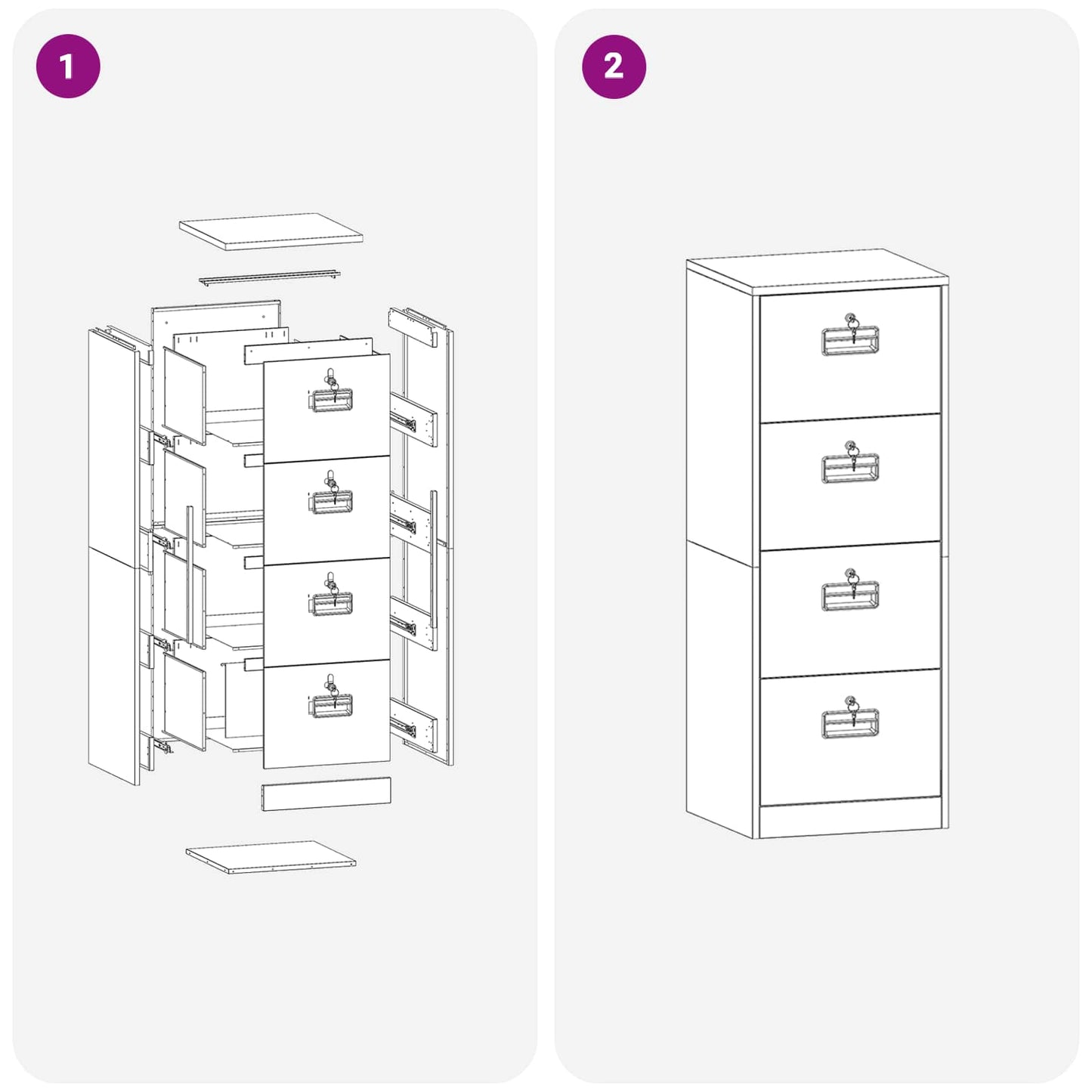 vidaXL Ντουλάπι αποθήκευσης με αποθήκευση 2 pcs Ροζ 80 x 40 x 180 εκ