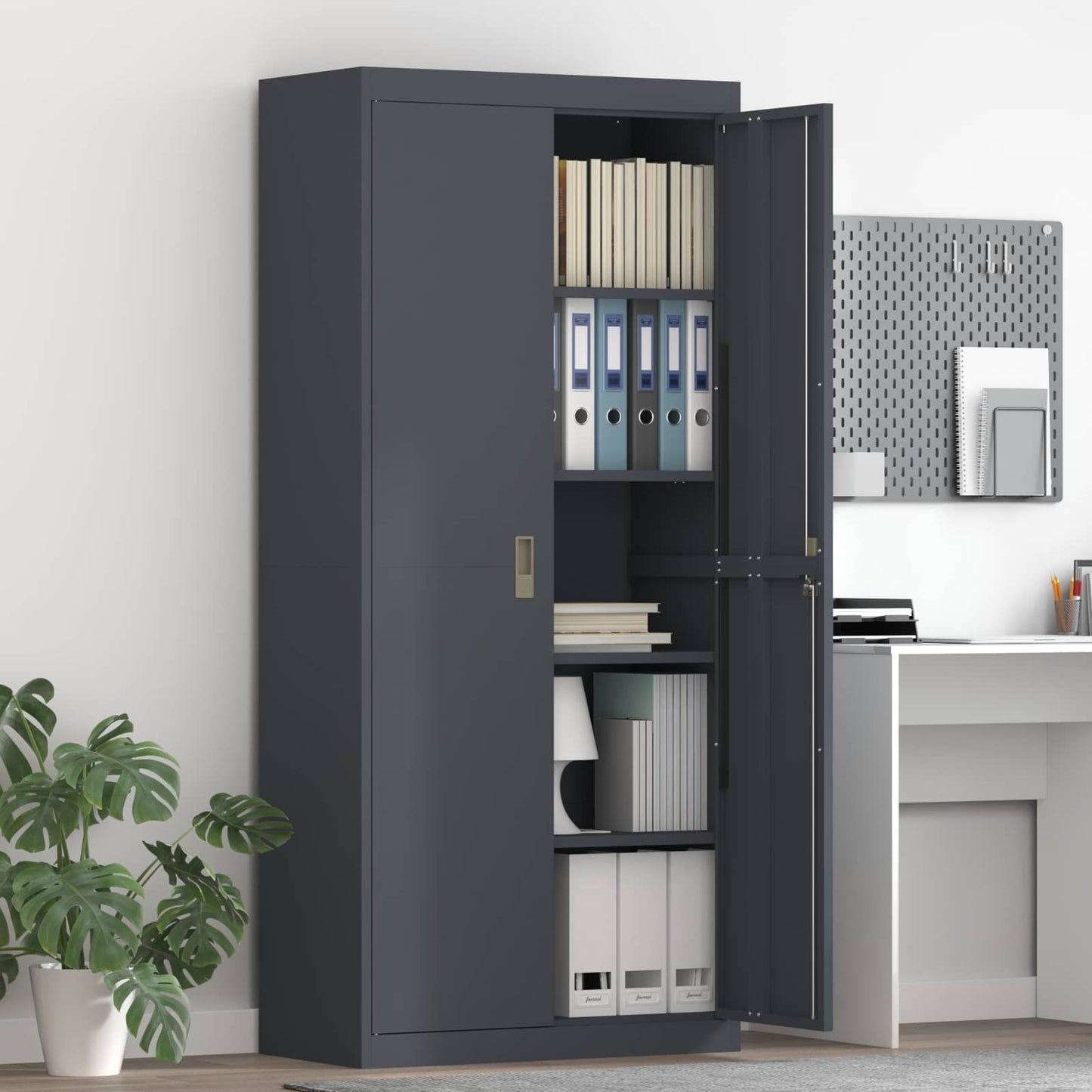 vidaXL Ντουλάπι αποθήκευσης Ανθρακί 80 x 40 x 180 εκ Ατσάλι