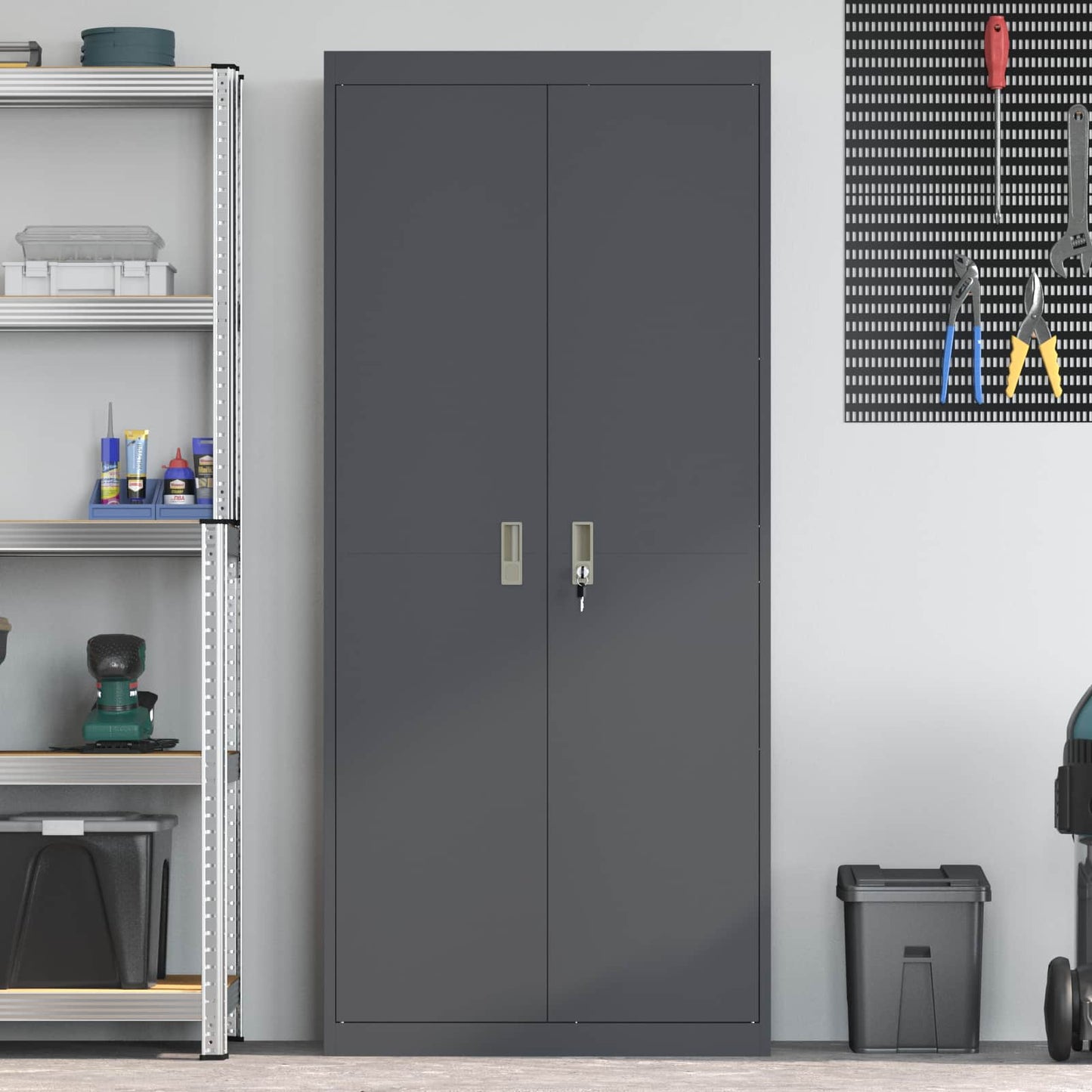 vidaXL Ντουλάπι αποθήκευσης Ανθρακί 80 x 40 x 180 εκ Ατσάλι