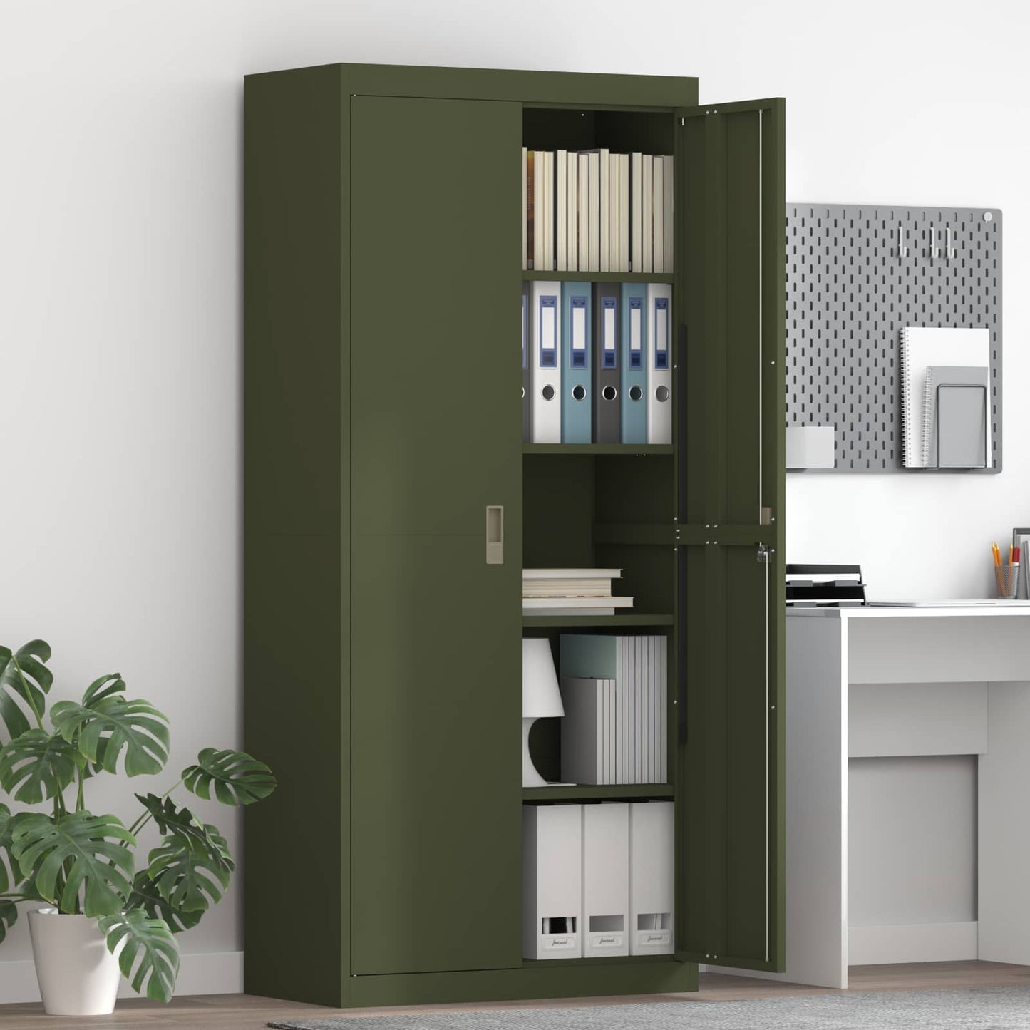 vidaXL Ντουλάπι αποθήκευσης Ελιά Πράσινη 80 x 40 x 180 εκ Ατσάλι