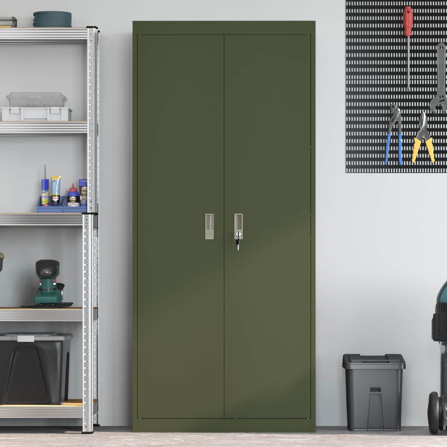 vidaXL Ντουλάπι αποθήκευσης Ελιά Πράσινη 80 x 40 x 180 εκ Ατσάλι