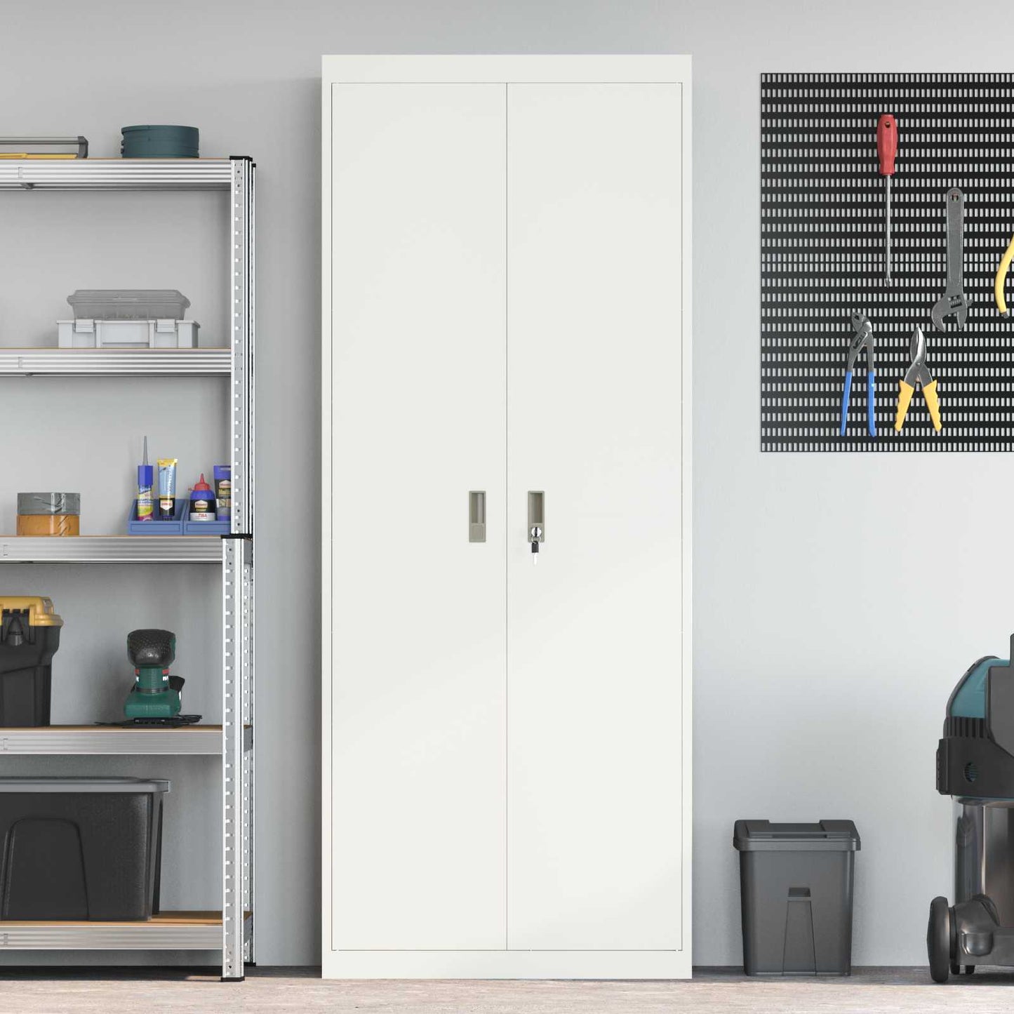 vidaXL Ντουλάπι αποθήκευσης Λευκός 80 x 40 x 200 εκ Ατσάλι