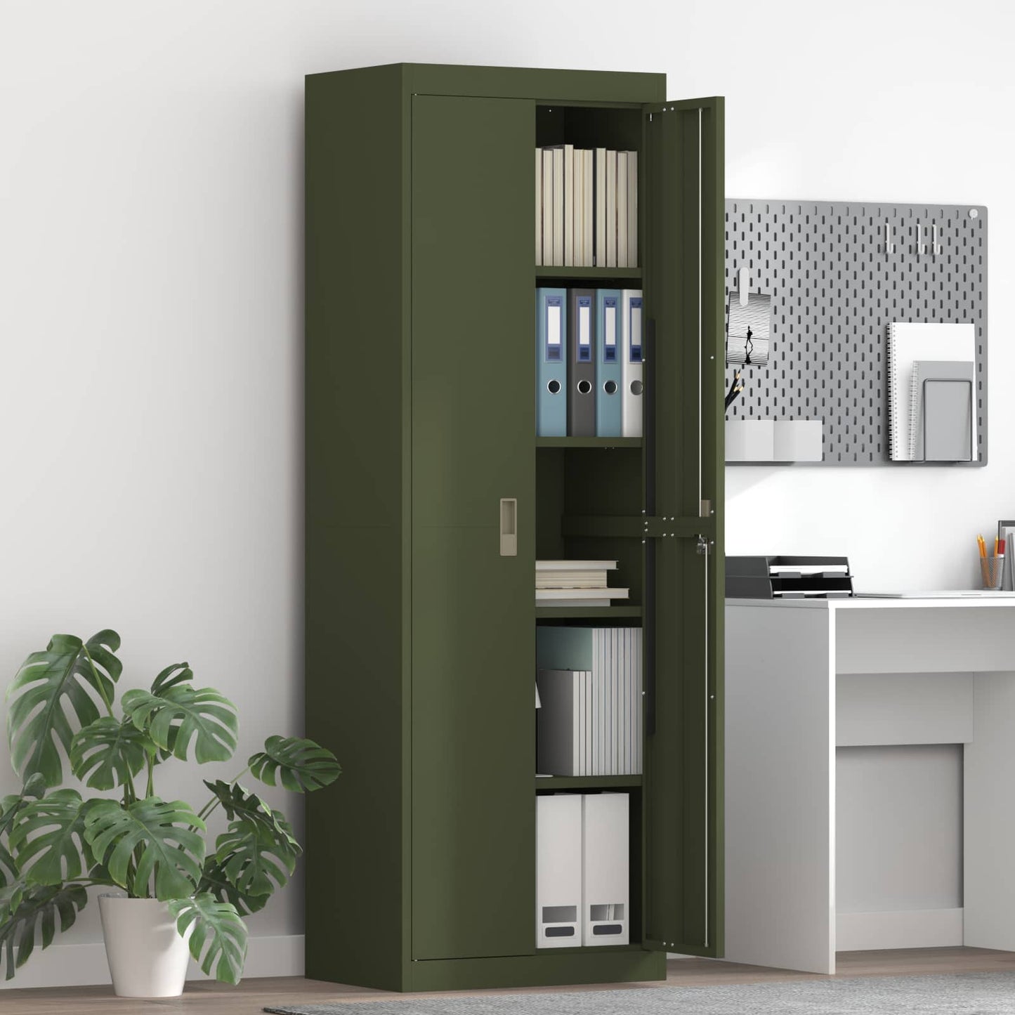 vidaXL Ντουλάπι αποθήκευσης Ελιά Πράσινη 60 x 40 x 180 εκ Ατσάλι