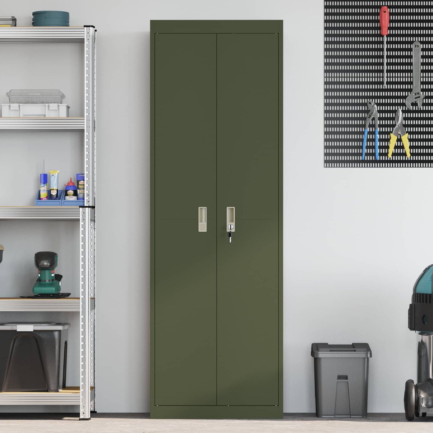 vidaXL Ντουλάπι αποθήκευσης Ελιά Πράσινη 60 x 40 x 180 εκ Ατσάλι