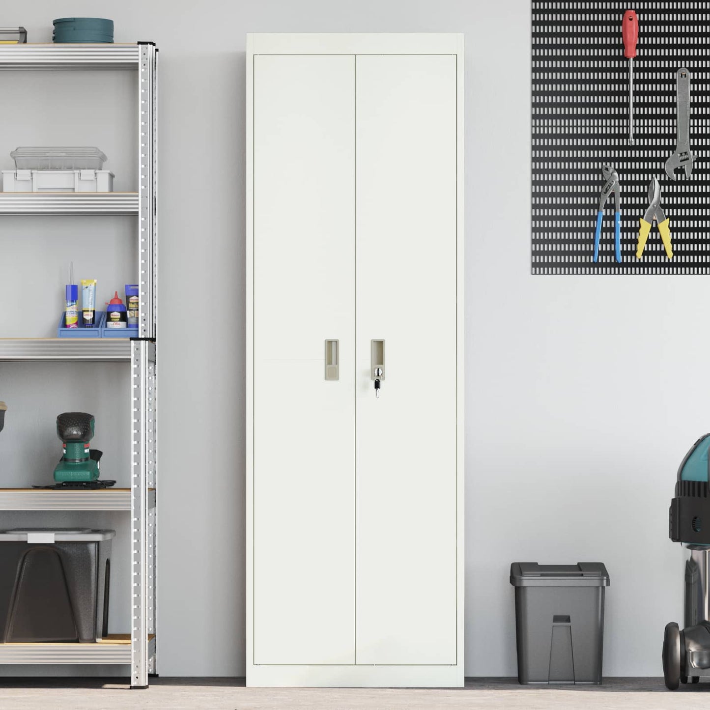 vidaXL Ντουλάπι αποθήκευσης Λευκός 60 x 40 x 180 εκ Ατσάλι