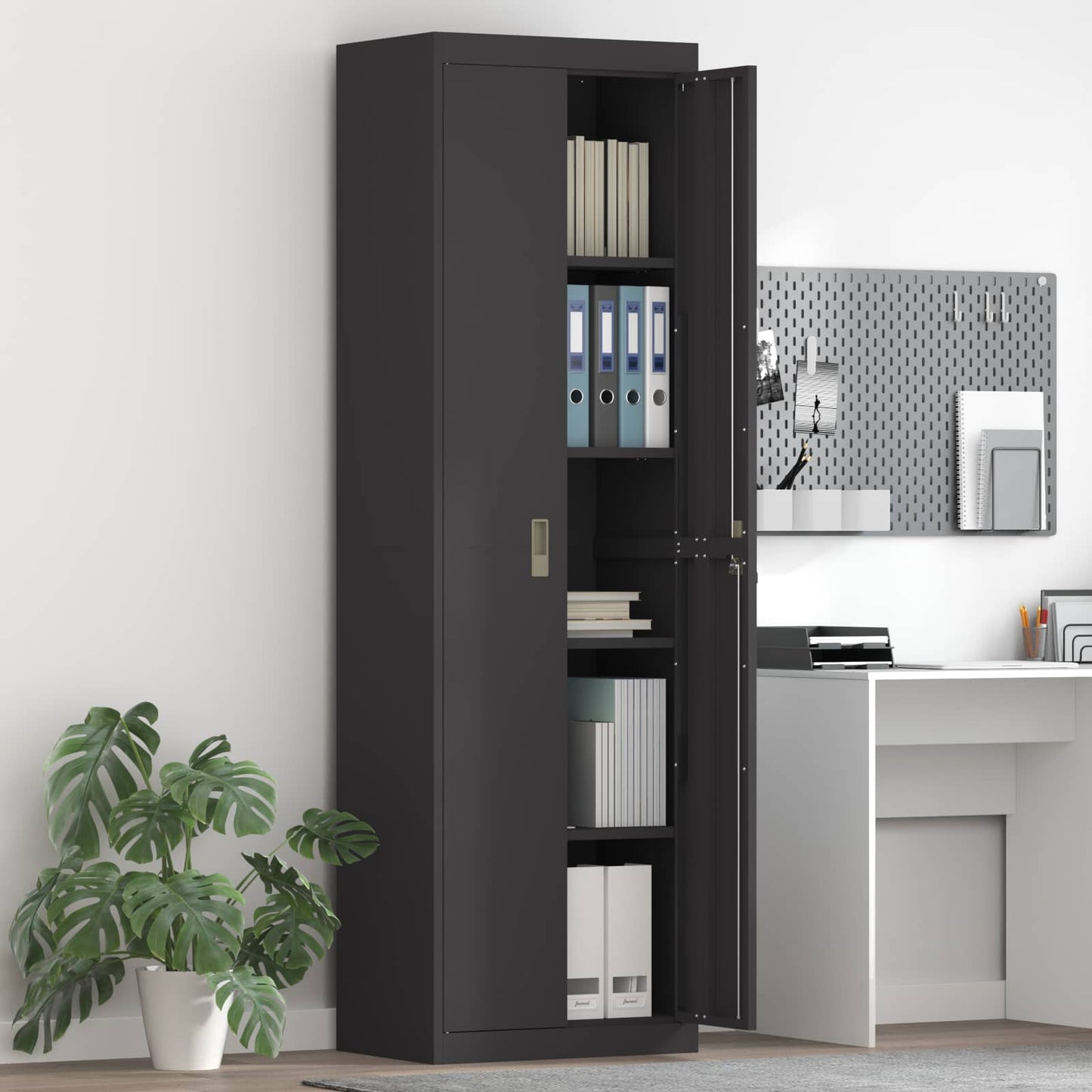 vidaXL Ντουλάπι αποθήκευσης Μαύρο 60 x 40 x 200 εκ Ατσάλι
