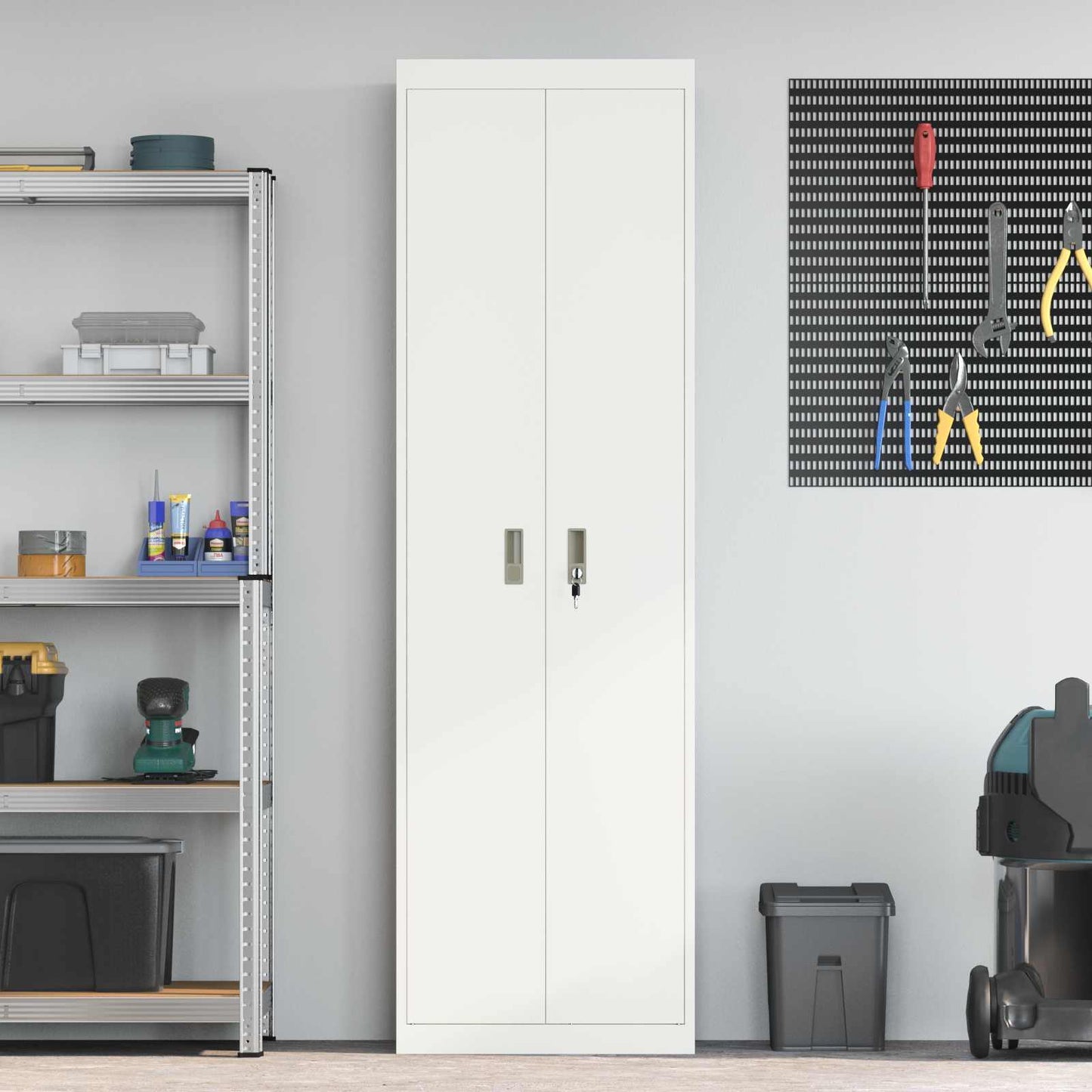 vidaXL Ντουλάπι αποθήκευσης Λευκός 60 x 40 x 200 εκ Ατσάλι