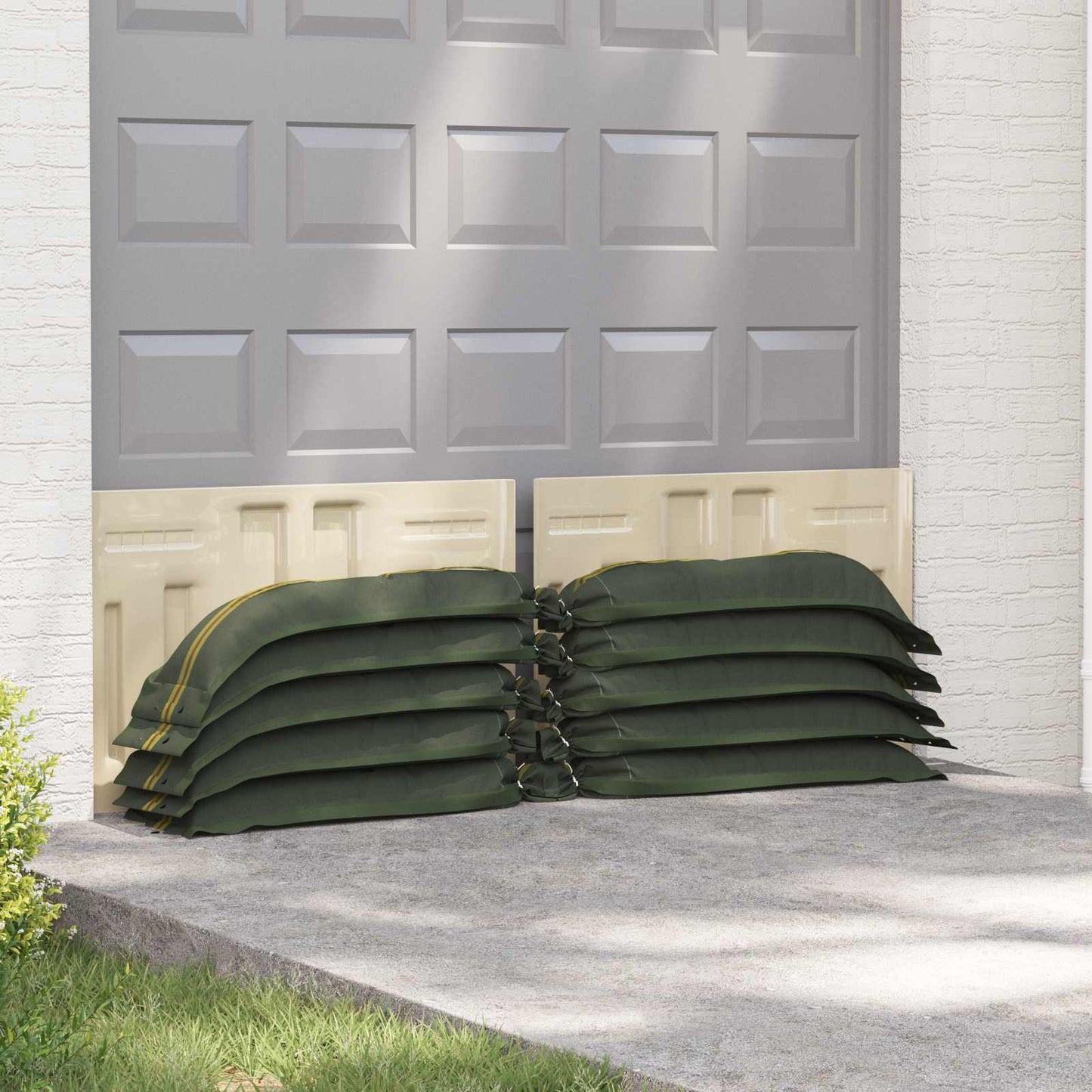 vidaXL Σακιά με άμμο 10 pcs Σκούρο Πράσινο 100 x 25 cm HDPE