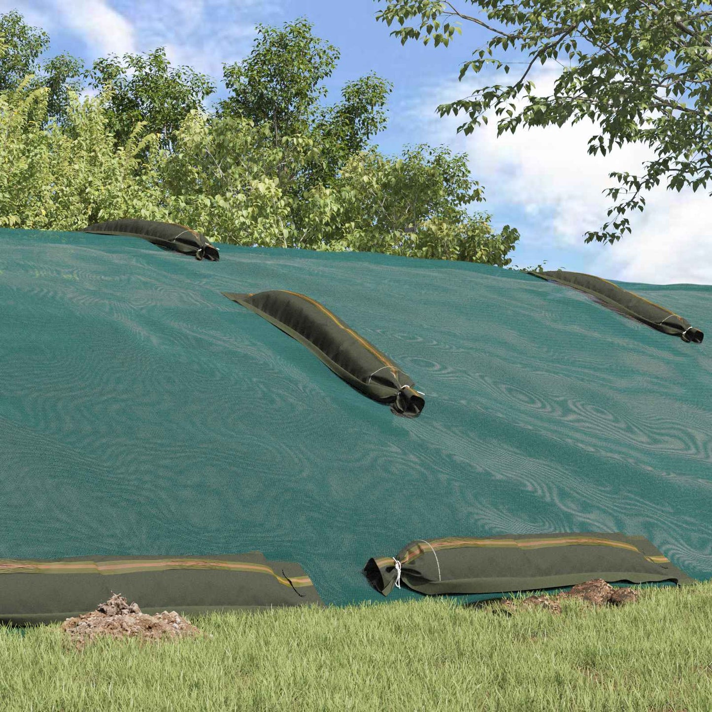 vidaXL Σακιά με άμμο 25 pcs Σκούρο Πράσινο 120 x 27 εκ HDPE