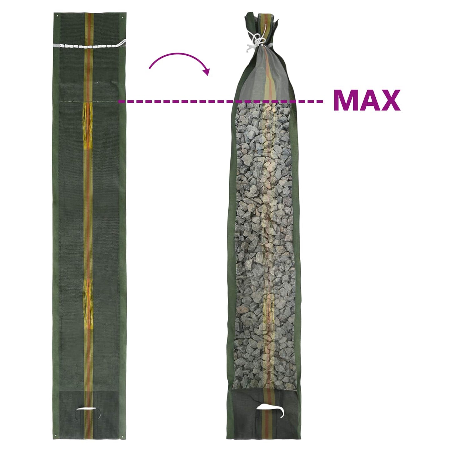 vidaXL Σακιά με άμμο 25 pcs Σκούρο Πράσινο 120 x 27 εκ HDPE