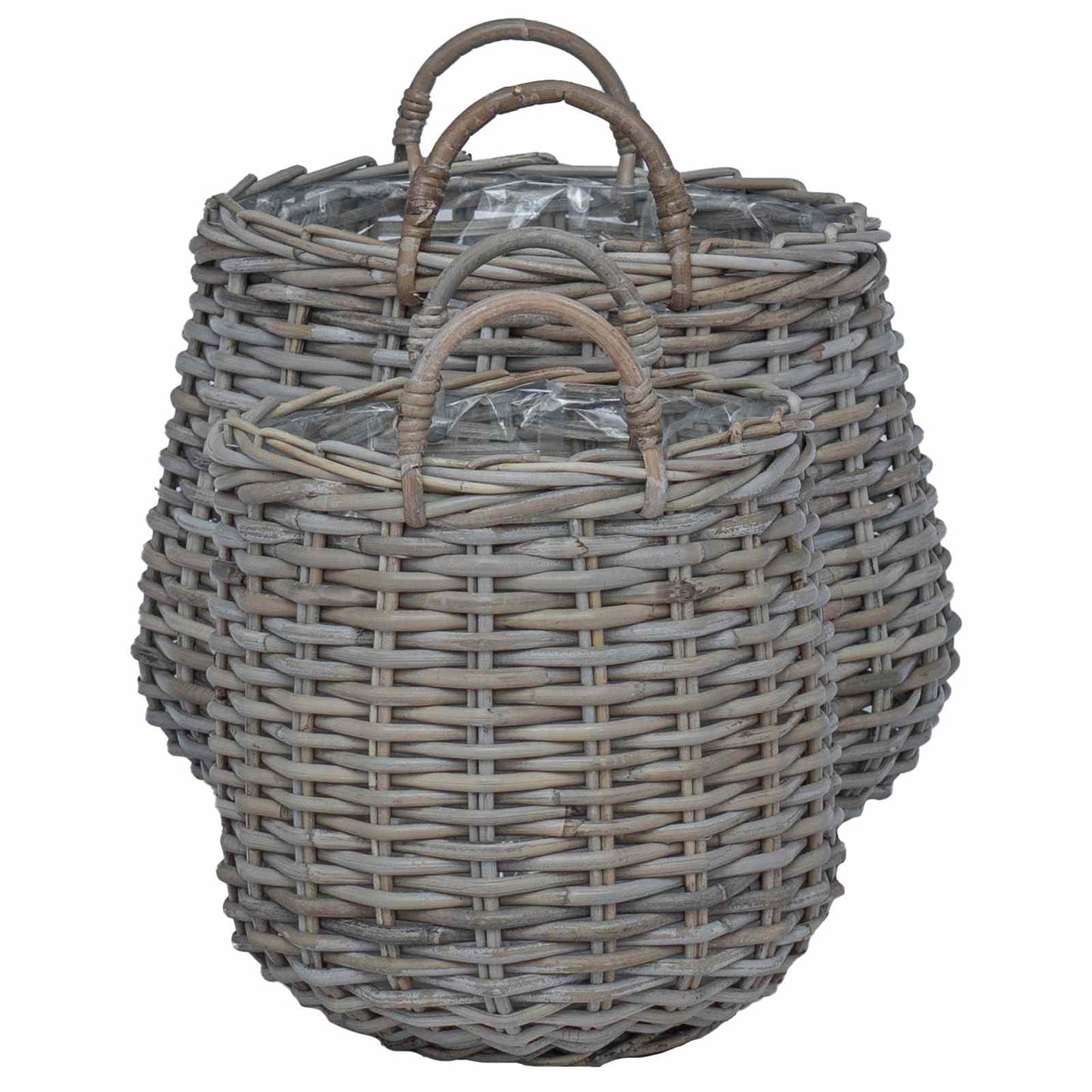 vidaXL Καλάθι Φυτών με αποθήκευση 2 pcs Γκρι Ράτταν Λατσάκ