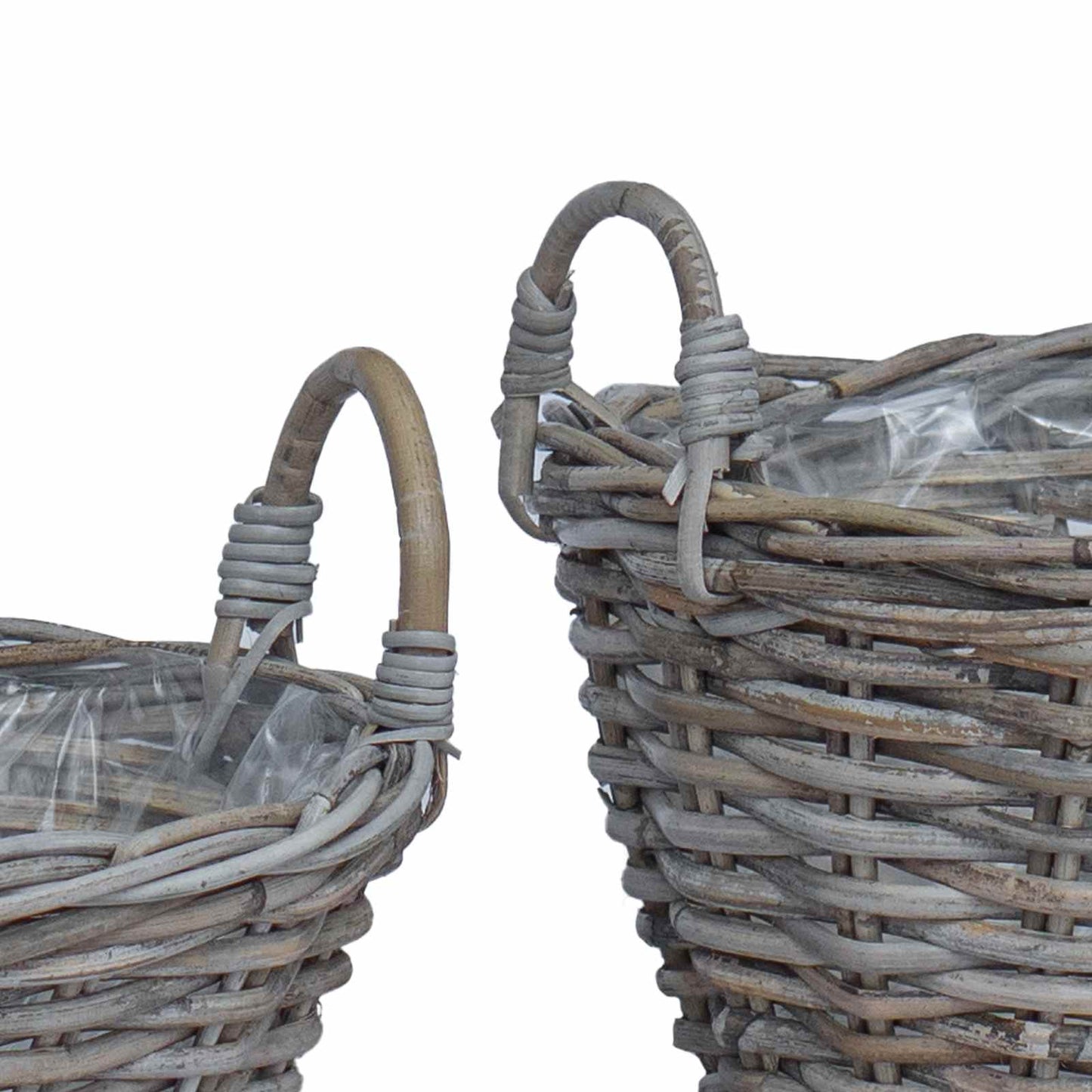 vidaXL Καλάθι φυτών με αποθήκευση 2 pcs Γκρι Ρατάν Lacak