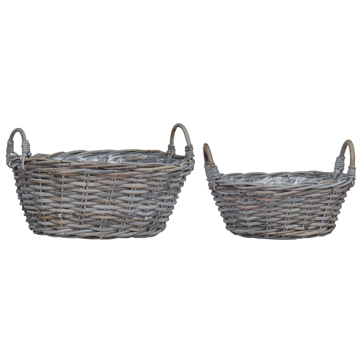 vidaXL Καλάθι φυτών με αποθήκευση 2 pcs Γκρι Ρατάν Lacak