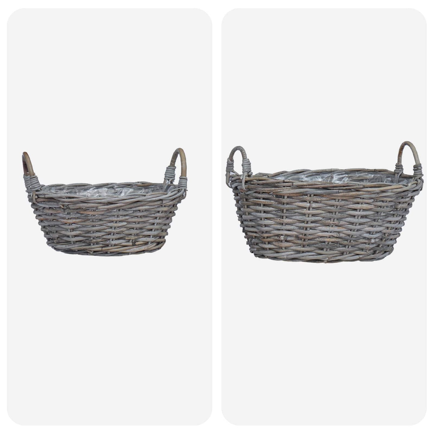 vidaXL Καλάθι φυτών με αποθήκευση 2 pcs Γκρι Ρατάν Lacak