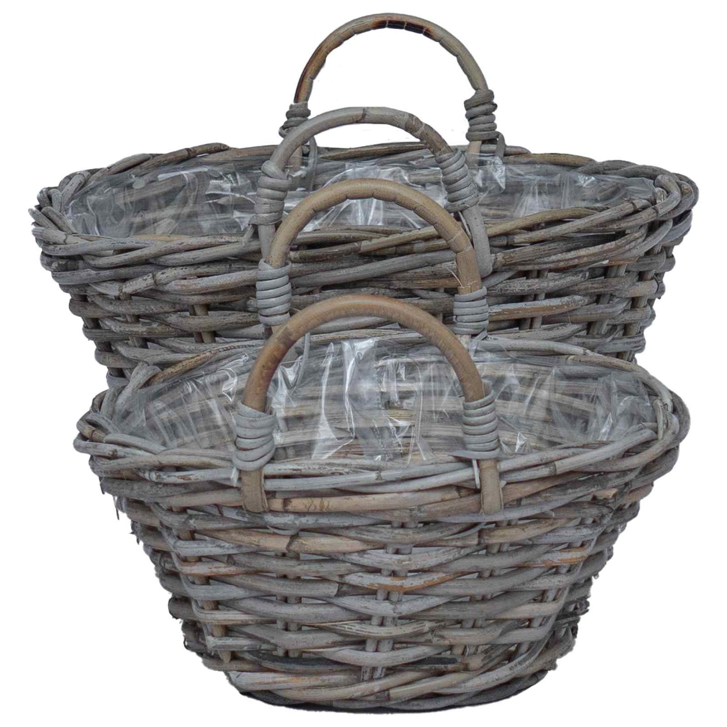 vidaXL Καλάθι φυτών με αποθήκευση 2 pcs Γκρι Ρατάν Lacak