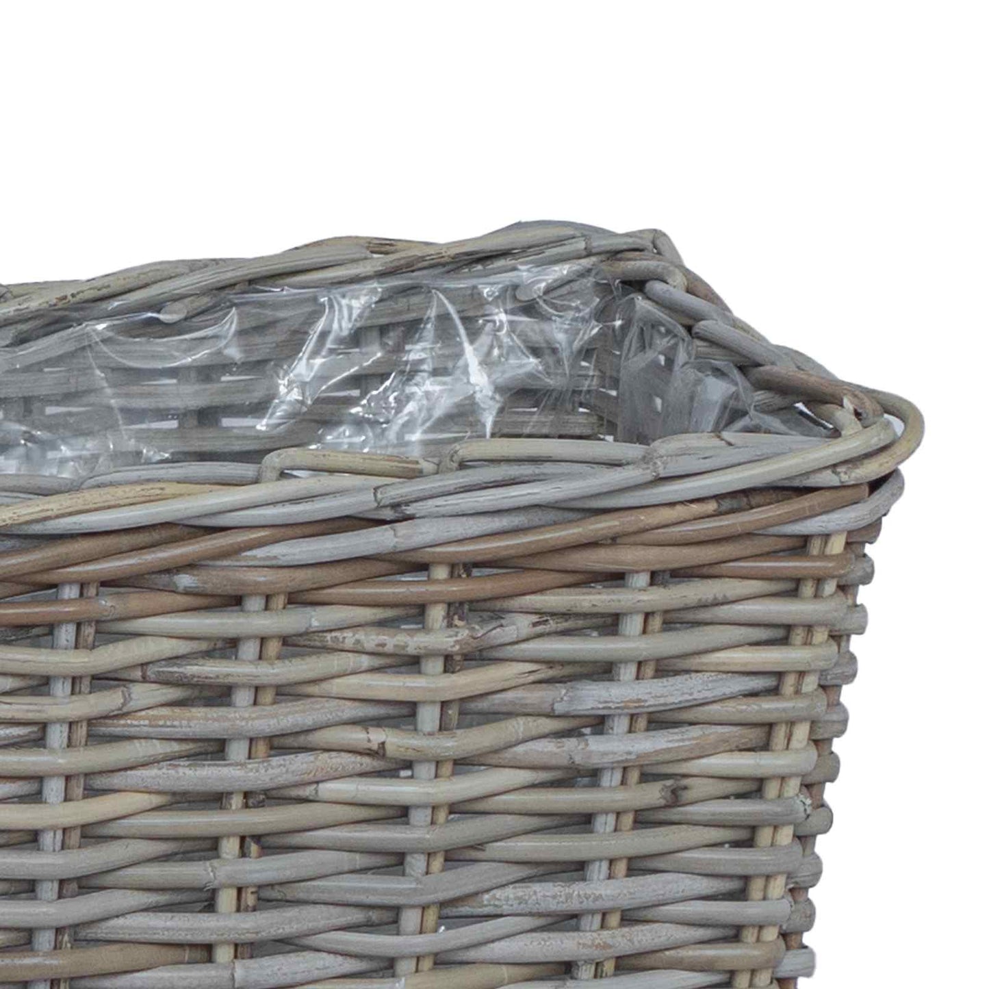 vidaXL Καλάθι Γλάστρας με αποθήκευση 3 pcs Γκρι Ρατάν Κούμπου