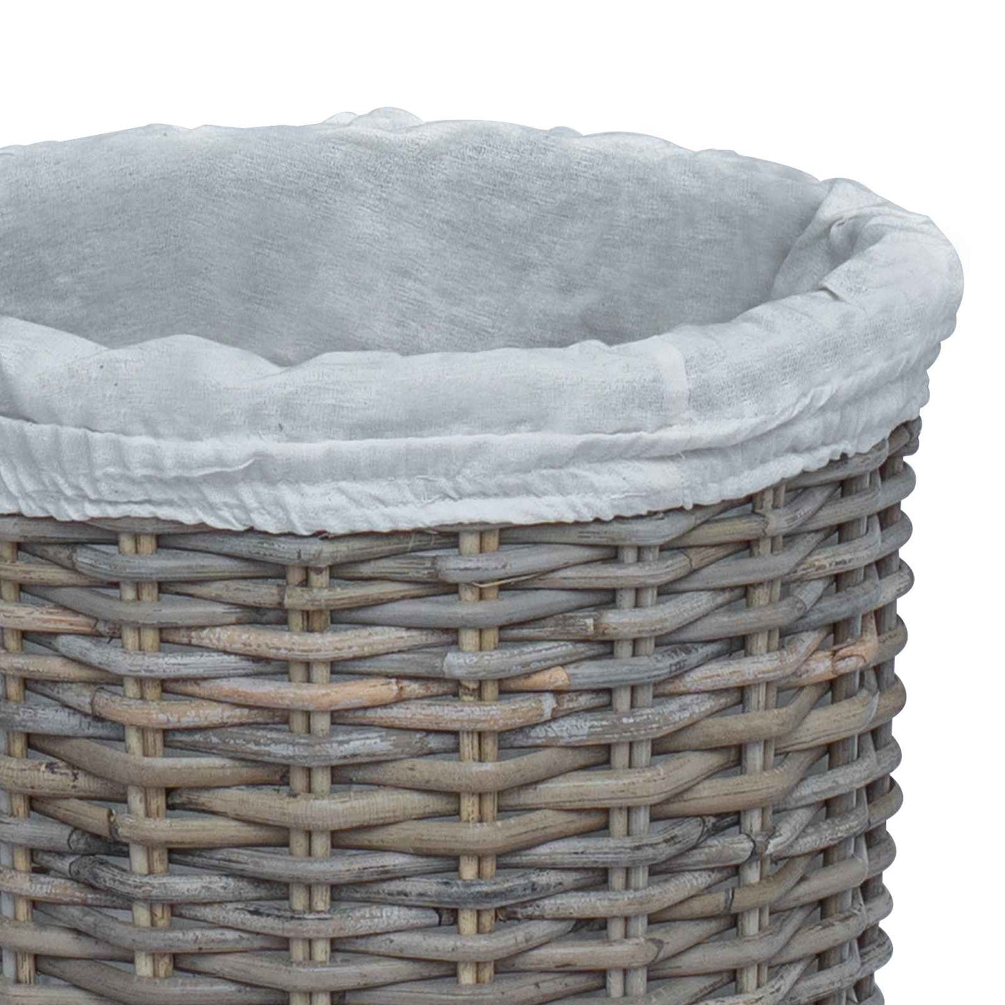 vidaXL Καλάθι Ρούχων με Καπάκι 2 pcs Γκρίζο Kubu Ρατάν Κούμπου