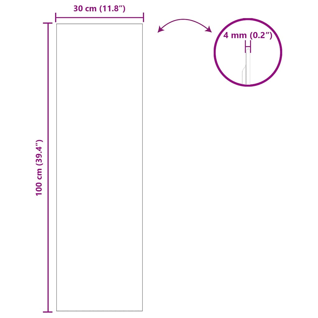 vidaXL Καθρέφτης τοίχου 30 x 100 cm σκληρυμένο γυαλί