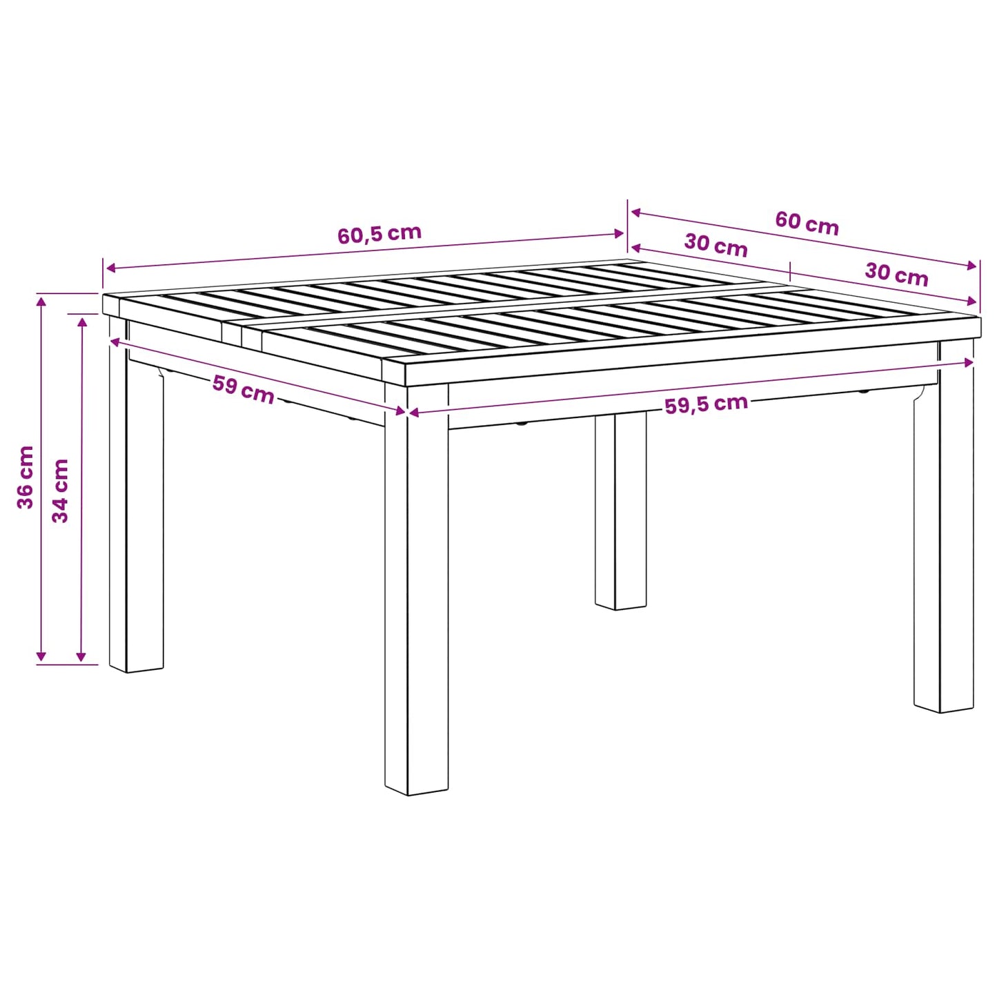vidaXL Τραπεζάκι σαλονιού Φυσικό 60 x 60,5 x 36 εκ.