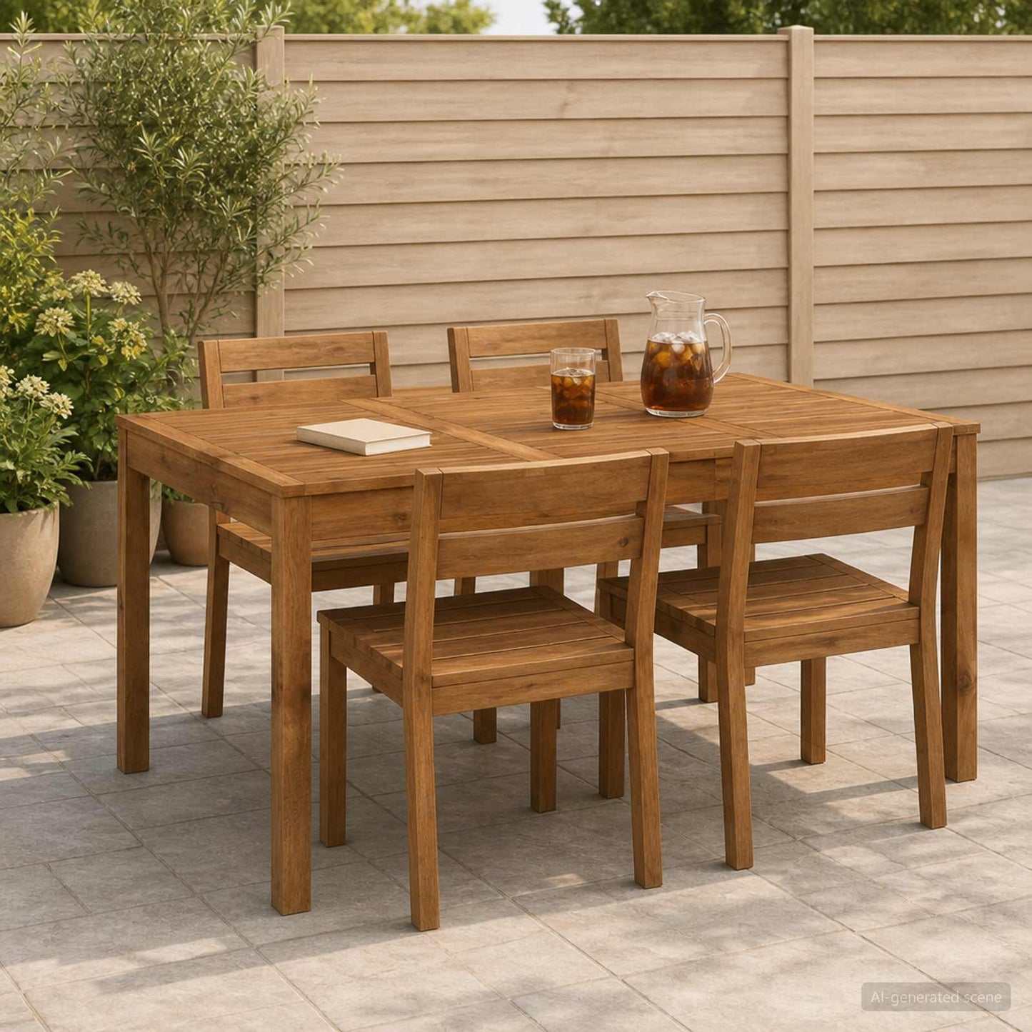 vidaXL Τραπέζι δείπνου κήπου Φυσικό 147 x 88,5 x 75 εκ