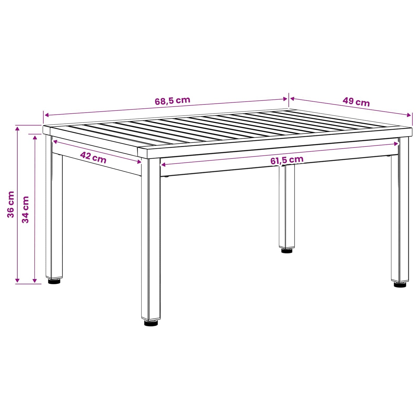 vidaXL Τραπεζάκι σαλονιού Φυσικό και Μαύρο 50 x 68,5 x 36 εκ.