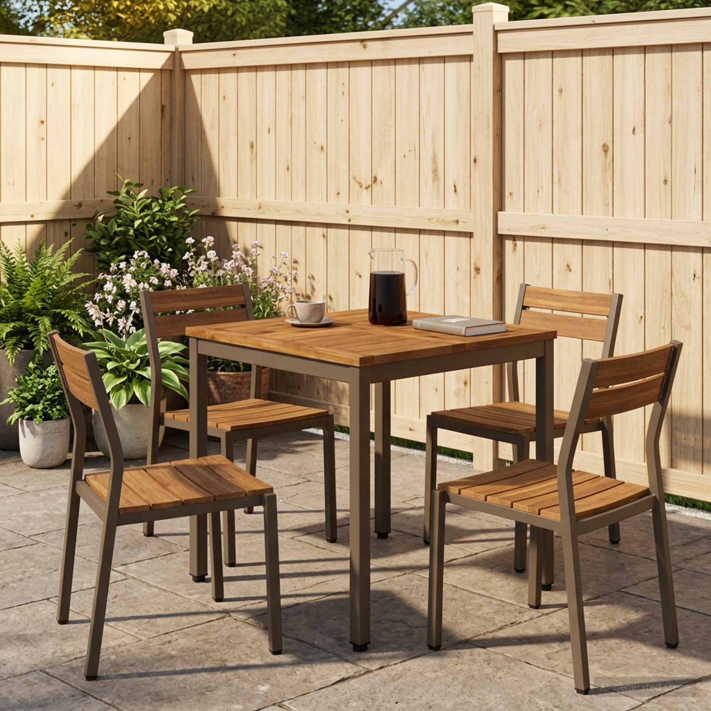 vidaXL Τραπέζι δείπνου κήπου Φυσικό και Καφέ 60 x 60,5 x 75 εκ
