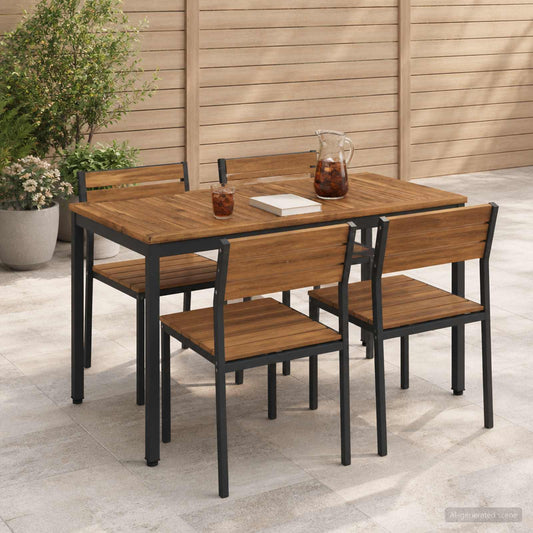 vidaXL Τραπέζι δείπνου κήπου Φυσικό και Μαύρο 108,5 x 55 x 75 εκ