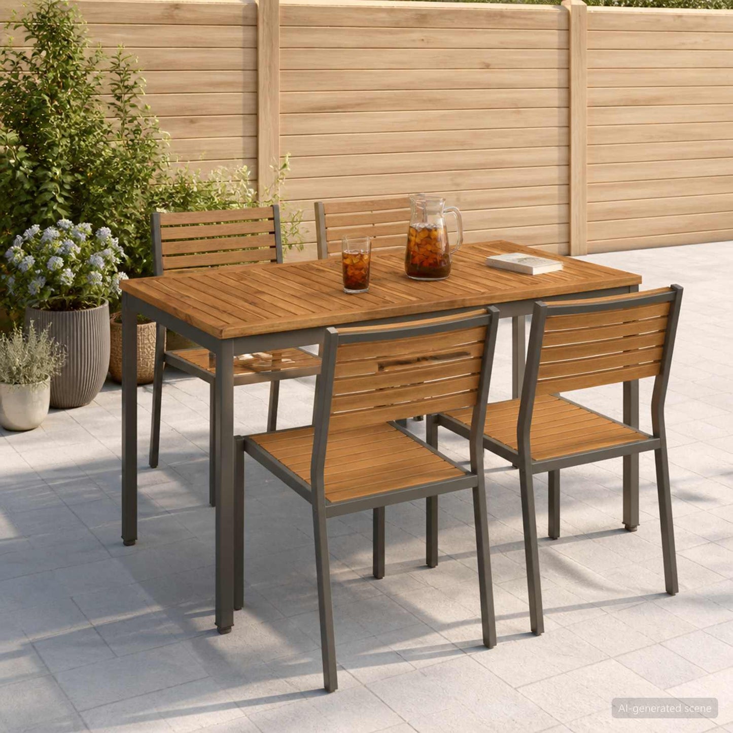 vidaXL Τραπέζι δείπνου κήπου Φυσικό και Καφέ 108,5 x 55 x 75 εκ