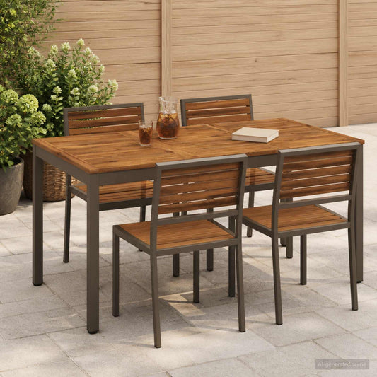 vidaXL Τραπέζι δείπνου κήπου Φυσικό και Καφέ 141 x 80,5 x 75 εκ