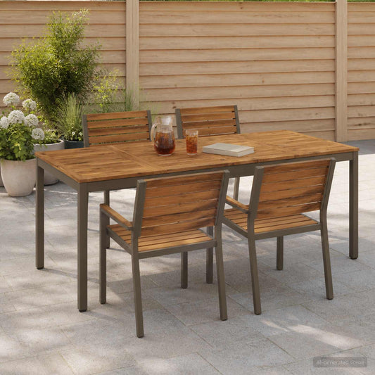 vidaXL Τραπέζι δείπνου κήπου Φυσικό και Καφέ 147 x 88,5 x 75 εκ