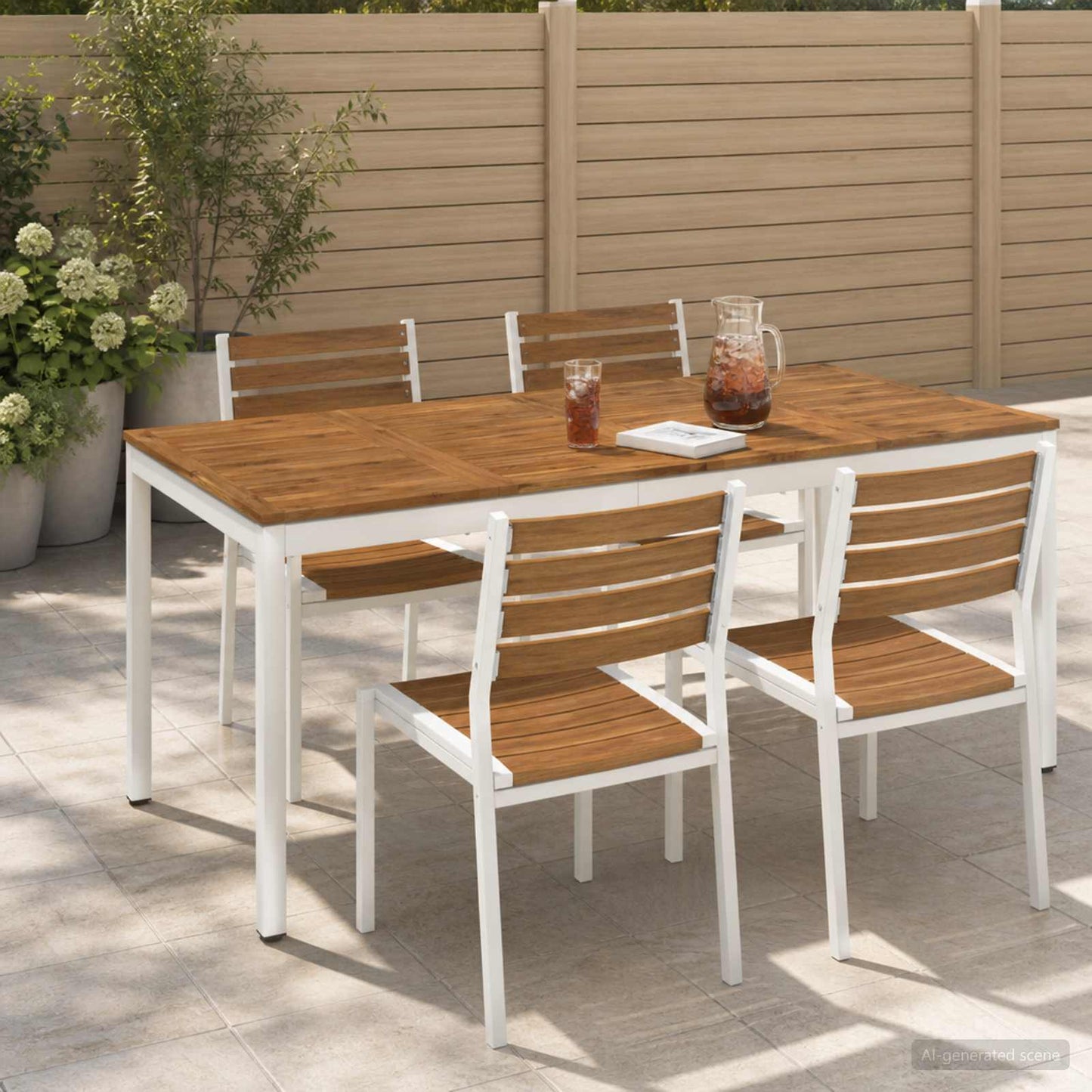 vidaXL Τραπέζι δείπνου κήπου Φυσικό και Λευκό 180 x 88,5 x 75 εκ