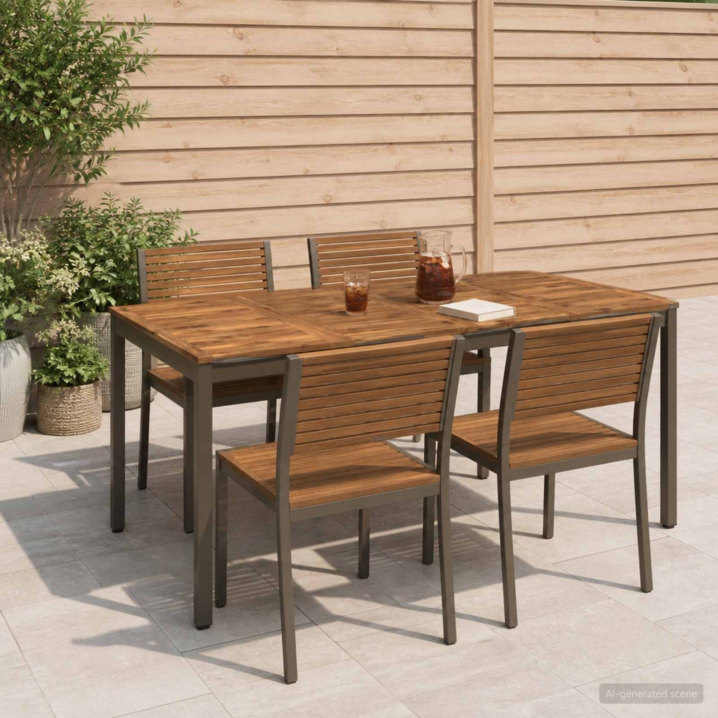 vidaXL Τραπέζι δείπνου κήπου Φυσικό και Καφέ 180 x 88,5 x 75 εκ