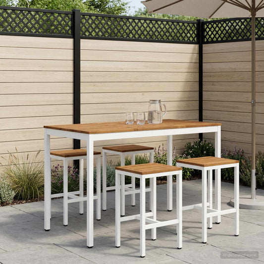 vidaXL Τραπέζι μπαρ κήπου NAARDEN Φυσικό και Λευκό 141 x 80,5 x 105 εκ