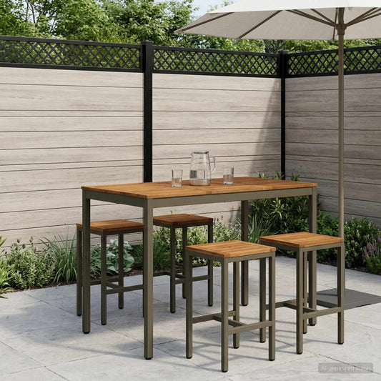 vidaXL Τραπέζι μπαρ κήπου NAARDEN Φυσικό και Καφέ 141 x 80,5 x 105 εκ