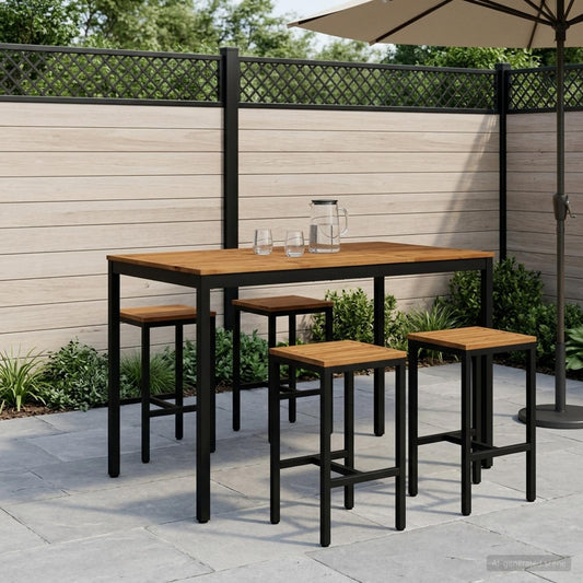 vidaXL Τραπέζι μπαρ κήπου NAARDEN Φυσικό και Μαύρο 147 x 88,5 x 105 εκ