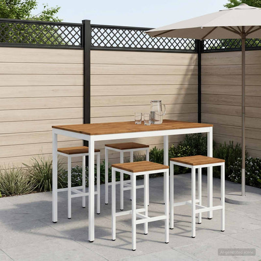 vidaXL Τραπέζι μπαρ κήπου NAARDEN Φυσικό και Λευκό 147 x 88,5 x 105 εκ