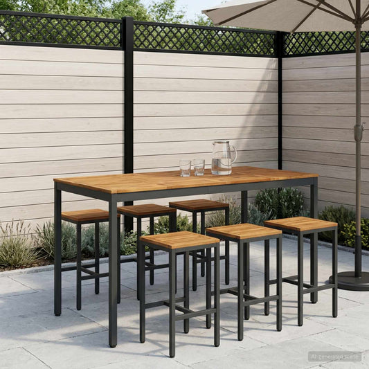 vidaXL Τραπέζι μπαρ κήπου NAARDEN Φυσικό και Μαύρο 180 x 88,5 x 105 εκ