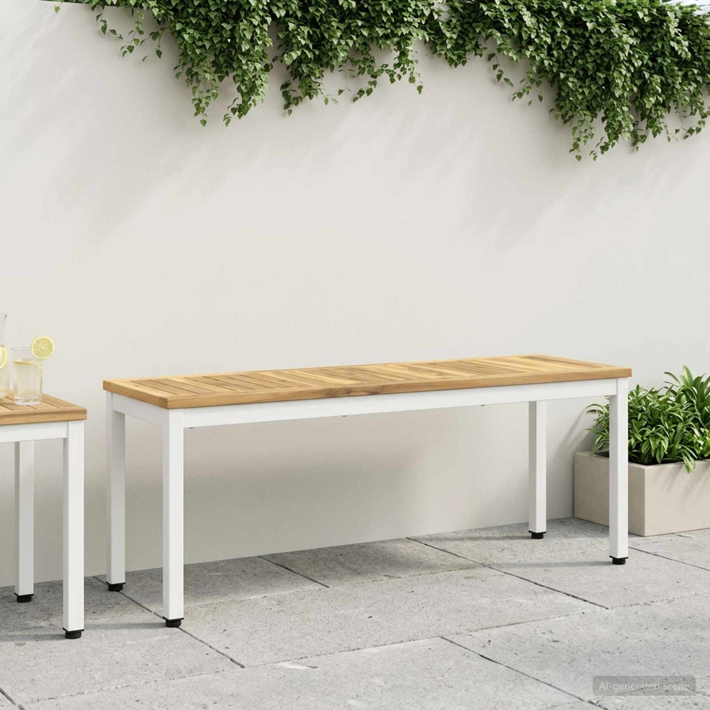 vidaXL Παγκάκι κήπου 108,5 x 35 x 45 εκ Στερεό Ξύλο Ακακίας Λευκό