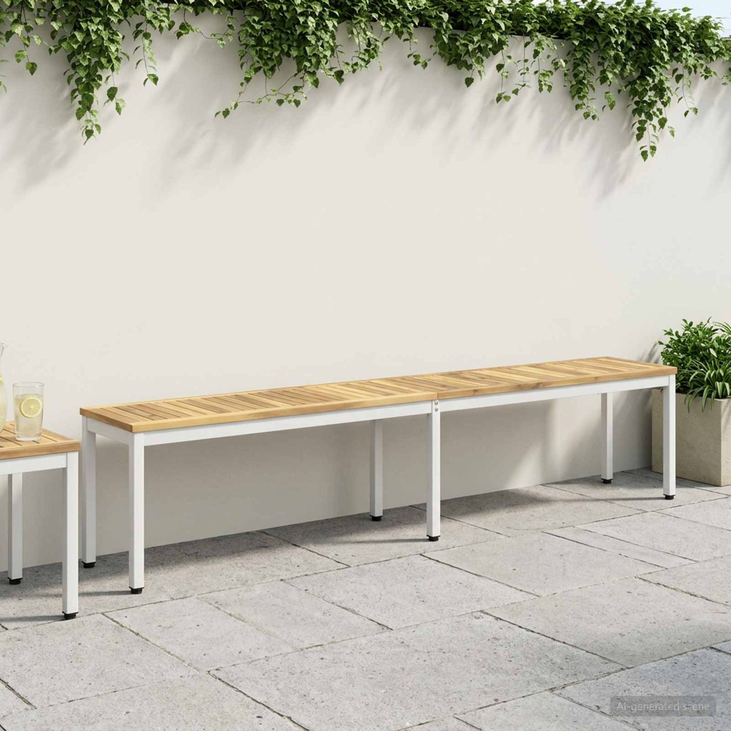 vidaXL Παγκάκι κήπου 201 x 35 x 45 εκ. Στερεό Ξύλο Ακακίας Λευκό
