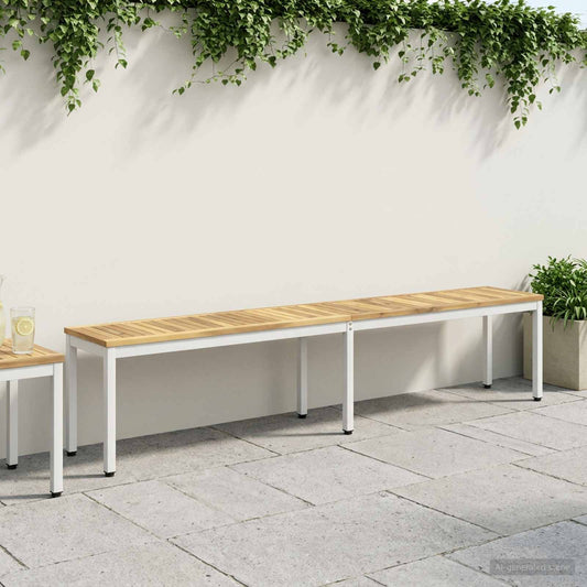 vidaXL Παγκάκι κήπου 201 x 35 x 45 εκ. Στερεό Ξύλο Ακακίας Λευκό