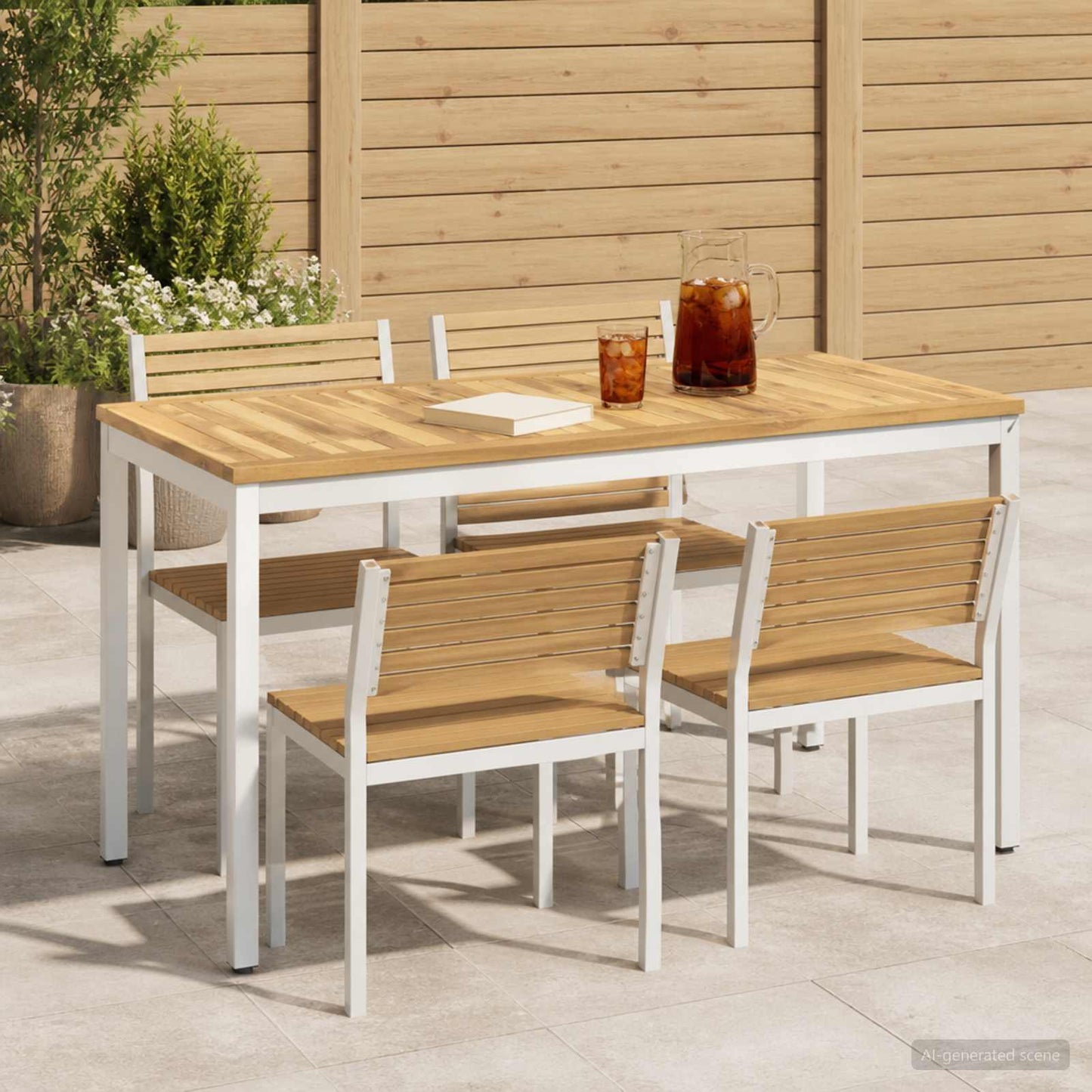 vidaXL Τραπέζι δείπνου κήπου Λευκό 108,5 x 55 x 75 εκ