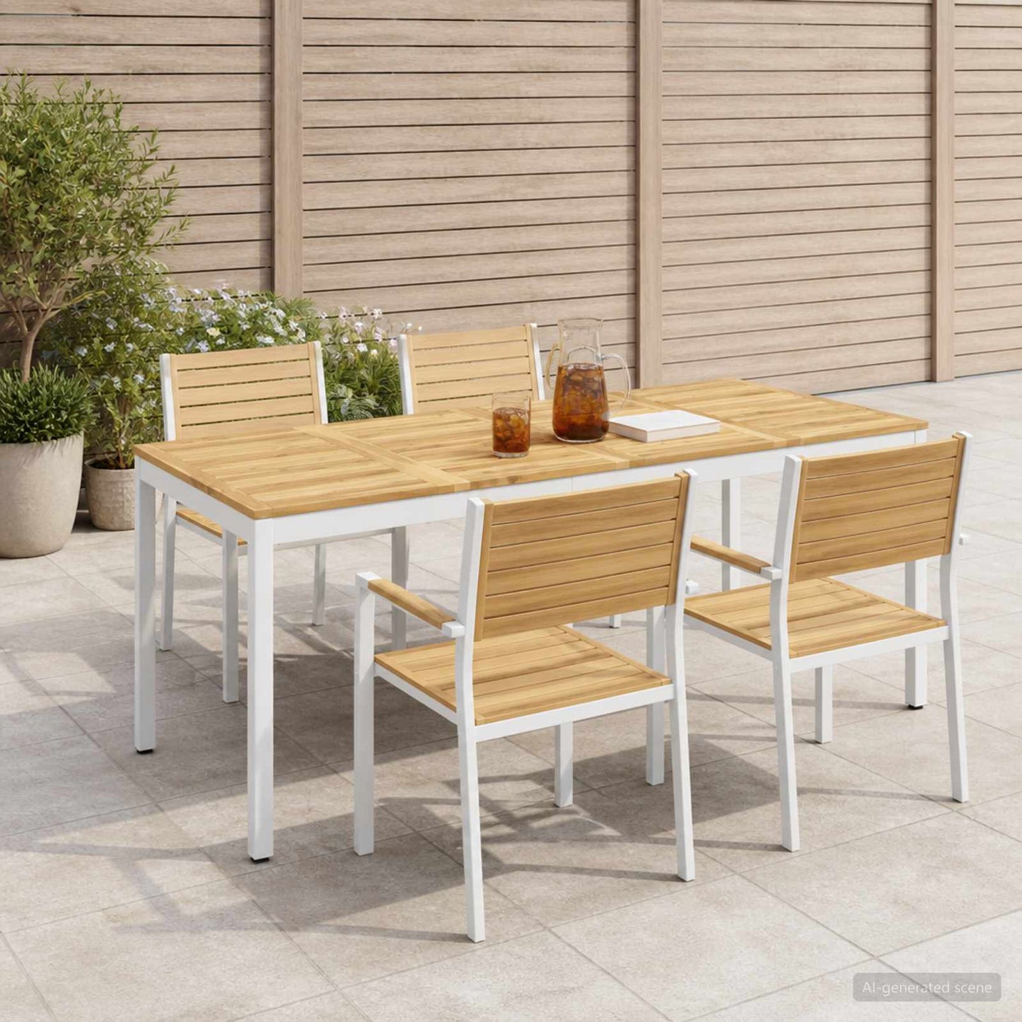 vidaXL Τραπέζι δείπνου κήπου Λευκό 147 x 88,5 x 75 εκ