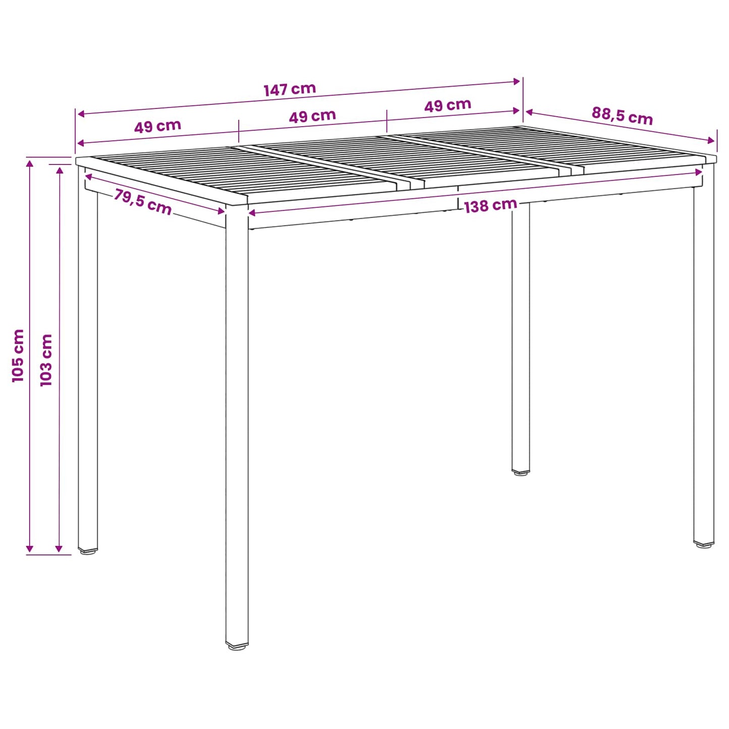 vidaXL Τραπέζι μπαρ κήπου NAARDEN Λευκό 147 x 88,5 x 105 εκ