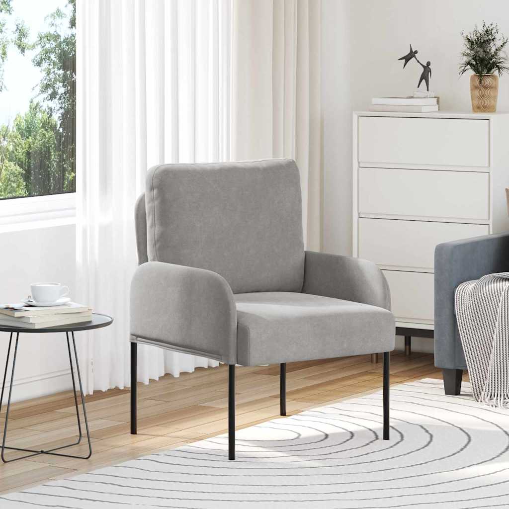 vidaXL Καναπέδες με μαξιλάρι 55cm Ανοιχτό γκρι Κόντρα πλακέ