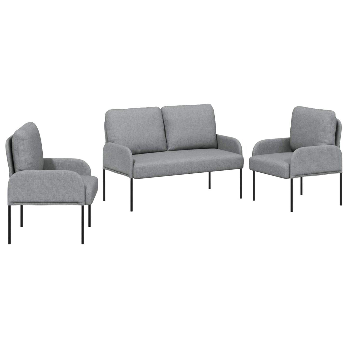 vidaXL Σετ Καναπέ 3 pcs Ανοιχτό γκρι 115 x 56 x 80 εκ Κόντρα πλακέ