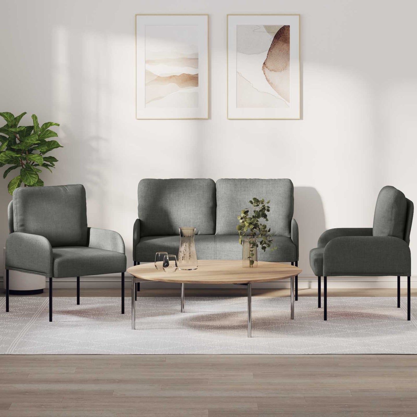 vidaXL Σετ Καναπέ 3 pcs Σκούρο Γκρι 115 x 56 x 80 εκ Κόντρα πλακέ